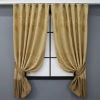 Комплект (2шт. 1,4 х1,7м.) коротких штор из жаккарда. Цвет золотистый с коричневым. Код 033дк 12-0016