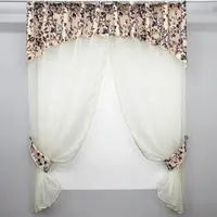Кухонный комплект, (260х170см.) шторки с ламбрекеном и подхватами. Цвет молочный с персиковым. Код 084к 50-889