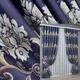 Комплект штор (2шт. 2х2,7м.) с вышивкой гладью. Цвет синий. Код 2053ш 32-389