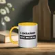 Кружка "Я дизайнер мені можна", Жёлтый, украинская, Деревянная подарочная коробка с гравировкой, 330 мл