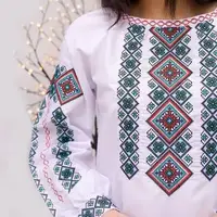 Вишиванка жіноча Moderika Гармонія з червоно-бірюзовою вишивкою 46