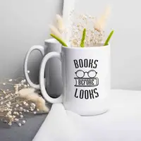 Чашка "Books before looks", Білий, англійська, Крафтова коробка, 425 мл