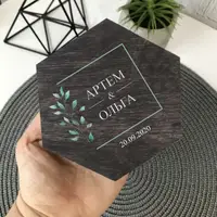 Именная коробка для обручальных колец со мхом, коробочка для колец на свадьбу с гравировкой шкатулка из дерева