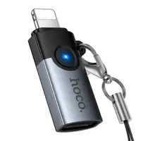 Переходник HOCO Victory iP male to Type-C female adapter UA46A  |OTG, LED|
