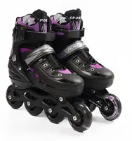 Роликовые коньки Best Roller 0-220 M колеса PU светятся. Black and Violet (размер 34-38) (186956)