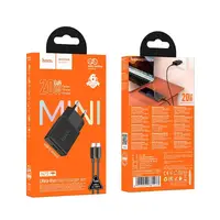 Адаптер мережевий HOCO C to C cable Speed single-port PD ultra-thin charger set N72 |1Type-C, 20W/3A, PD/QC|