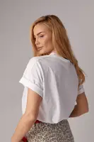 Жіноча футболка oversize з принтом метелика - білий колір, S