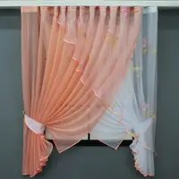 Кухонний комплект (300х170см.), шторки з підв'язками. Колір персиковий з білим. Код 063к 52-0883