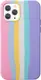 Силиконовый чехол для iPhone 12 Pro Max - Rainbow, Разноцветный / Розовый