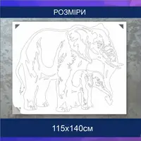 Трафарет для фарбування, Слони, одноразовий з самоклеючої плівки 115 х 140 см