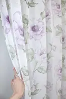 Готова тюль (3х2,7м.) батист, колекція "Flora". Колір білий з бузковим та салатовим. Код 1367т 42-0102