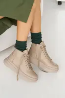 Жіночі черевики шкіряні зимові бежеві Udg 24171/125 (36)
