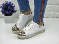 Женские стильные кеды с камнями Fashion Dominique 1013 37 размер 23,5 см Белый