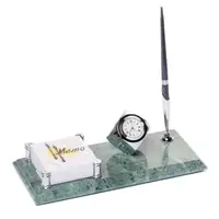 Настольная подставка на стол руководителя BST 540054 24х10 с часами ручкой и фиксатором для бумаг