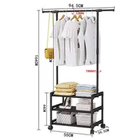 Передвижная стойка - вешалка для одежды Multifunctional Integrated frame с полками, на колесиках