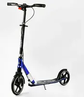 Двухколесный складной самокат Best Scooter, фонарик, амортизатор. Black and dark blue (113218)