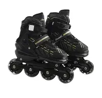 Детские ролики 02-M Badwei Inline Skates, размер 35-38, стелька 20-22 см, колеса d – 9 см, алюминиевая рама. Black (166607)