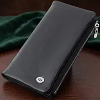 Вертикальный бумажник унисекс из мягкой натуральной кожи ST Leather 22743 Черный