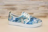 Слипоны женские на шнурках голубые Т546
