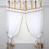 Кухонный комплект, (280х170см.) шторки с ламбрекеном и подхватами. Цвет белый с коричневым. Код 085к 59-681