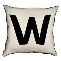 Подушка с мешковины Английская буква W 45x45 см (45PHB_ABC046_WH)