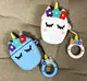 Чехол для AirPods 2/1 series - Unicorn (Единорог) + кольцо, силиконовый, Голубой