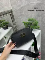 Черный с красным- фурн.серебро – стильный каркасный элегантный клатч на одно отделение с двумя молниями (0490)
