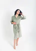 Женский Велюровый Халат 702 - Фисташковый (S-XL) XL