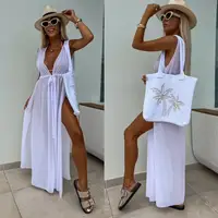 Пляжна туніка LX2030 Біла Oversize S-L