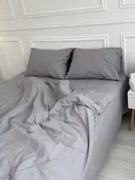 Постільна білизна євро Dushka Home Варена бавовна преміум 21690 200х220 см графітова