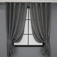 Комплект (2шт. 1,3х1,7м.) коротких штор из льна, коллекции "Лен Мешковина". Цвет графитовый. Код 1140ш 35-0035