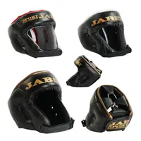 Шолом боксерський TM JAB, шкіра, розмір універсальний. Black with gold (17374)