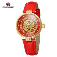 Женские часы Forsining Diamond Red Skeleton