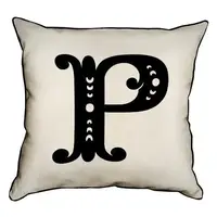 Подушка с мешковины Letter P 45x45 см (45PHB_ABC031_WH)