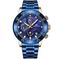Стильные часы Megalith 8228M | Stainless Steel Band Blue
