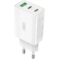Мережевий зарядний пристрій XO L101 PD + QC3.0 1USB/2Type-C/20W зарядний блочок для телефону Білий