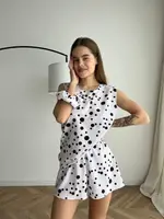 Пижама женская белая майка и шорты П859