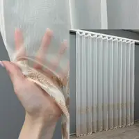 Готовая тюль (4х2,5м.) из ткани бамбук с вышивкой. Цвет молочный с пудровым. Код 1509т 42-0621