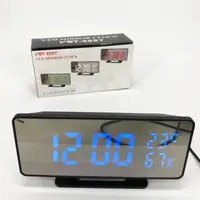 Часы настольные зеркальные VST-888Y-5 USB с синим циферблатом, Настольные часы с подсветкой