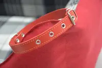 Ошейник для собак кожаный прямой красный 4.0/49-60