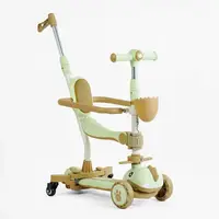 Самокат 5 в 1 Skyper, колеса PU 125 х 40 мм со светом, музыка, с дополнительными колесами. Green and Brown (153426)