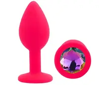 Силіконовий анальний затор EGZO - Silicone Pink Round Plug Rainbow, size S
