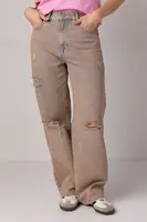 Джинси baggy з рваними елементами - кавовий цвет, 34р
