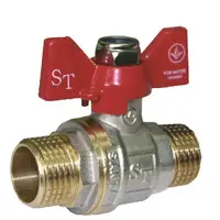 Кран шаровый для воды SANTAN Professional 607, 1/2" наружный - наружный, красная бабочка