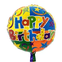 Шар 45см круглый Happy Birthday 13138 (1шт)