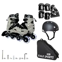 Комплект роликов с защитой Scale Sports LF 5 колеса PU светящиеся (размер 29-33). Black and Beige (1167026287)