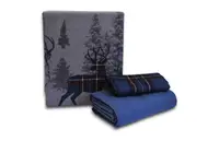 Полуторна постільна білизна Фланель First Choice Flannel Happiness Navy Blue новый год 160х220см