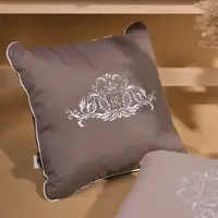 Подушка декоративная 45х45 см ROYAL IDEIA с вышивкой шоколад антиаллергенная с кантом
