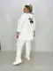 Свободный прогулочный костюм тройка." Королева "    WHITE & WHITE   удлиненная кофта   штаны   футболка 66-68