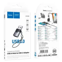 Перехідник HOCO Victory USB male to Type-C female adapter UA46B  |USB3.0, 60W, LED|